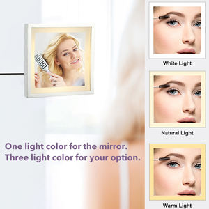 Venta caliente Montado en la pared Hotel espejo de aumento x 3 <span class=keywords><strong>5</strong></span> 7 <span class=keywords><strong>10</strong></span> Baño en casa Pequeño maquillaje Cuadrado Espejo de luz LED - Product Image 2