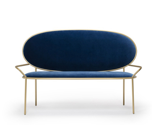 Oval Shape Modern Stainless Steel Brass Gold 3 Seater Wedding <strong>Bench</strong> Velvet <strong>Sofa</strong> with High Resilience Foam - Product Image 1