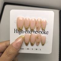 Ongles complets en acrylique pressés à la main, forme amande française, haute qualité, réutilisables, vente en gros d'usine
