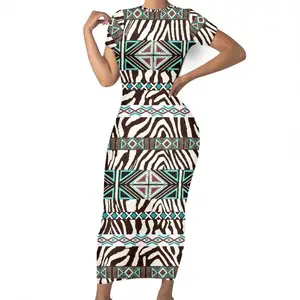 Designer 2023 Summer Short Sleeve Dress Casual Women Clothing Traditional Tribal Leopard Print Vintage Bodycon Midi Dresses for