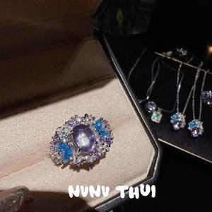 Gioielli placcati in oro <span class=keywords><strong>Monet</strong></span> Set alto con fiori di glicine Flash alla moda Set di gioielli con pietre preziose a forma di uovo per banchetto con glicine da giardino - Product Image 3