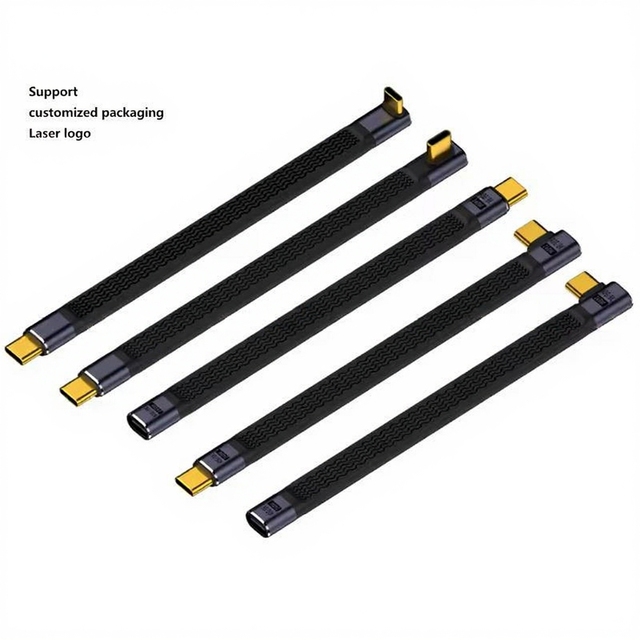 Factory Wholesale USB C Male to Female Data Cable PD Fast Charging 240W 40Gbps FPC Short Cord USB 4.0 Multi-Angle Cable