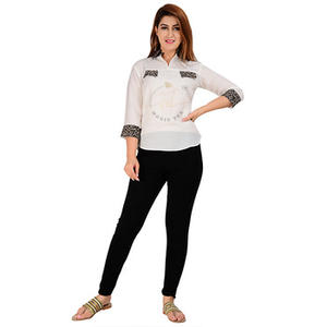 Top de Verano para Mujer, Cuello Redondo, Diseño Sólido, Manga Tres Cuartos, Transpirable, Tejido Ecológico de Poliviscosa - Product Image 5