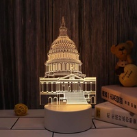 Lampe LED 3D en forme de château de dessin animé, petite veilleuse, style musulman Eid, créatif, décoration de maison, fournitures de fête, pour les vacances, nouvelle collection 2022