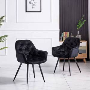 Chaises de salle à manger en tissu velours rembourrées avec accoudoirs, design moderne, confortables, pour café, hôtel - Product Image 6