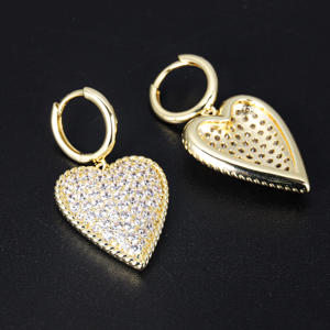 Exagerar personalizado Joyeria Circonitas Forma Corazon conjuntos de joyas chapado en oro Ice Out Heart Zircon mujeres pendiente collar conjunto - Product Image 2