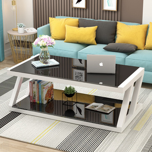 Table basse moderne en verre, avec Base métallique en forme de Z, offre spéciale - Product Image 3