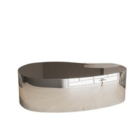 Table basse moderne de luxe léger, minimaliste, avec plateau miroir irrégulier, durable, en acier inoxydable argenté, pour salon et chambre