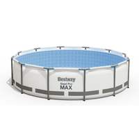 Piscine familiale ronde, piscine extérieure pliable en PVC, piscine stable avec structure en acier Pro Max, ensemble de piscine pour la famille