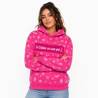 Sweat-shirt personnalisé à imprimé intégral rose vif pour la sensibilisation au cancer du sein, motif personnalisé, streetwear, sweat-shirt oversize pour femmes