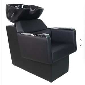 Fauteuil de lavage noir rembourré avec bac intégré pour salon de coiffure commercial et mobilier de barbier - Product Image 3