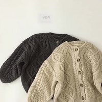 Bébé filles pull automne hiver enfants surdimensionné à manches longues col rond coton torsadé tricot bébé chandails Cardigan