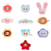 Baby Three Plush Hair Scrunchie Blind Box Ikat Rambut Karakter Berbulu Dengan Desain Kelinci dan Bunga