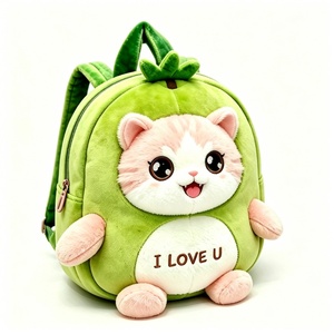 Custom Avocado <b>cat</b> plush <b>backpack</b>, Kids animal plush <b>backpack</b>, Cute <b>cat</b> avocado <b>backpack</b> , Cartoon plush toddler <b>backpack</b> - Product Image 5