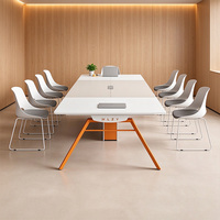 Table de conférence simple pour bureau, durable, en bois, avec pieds en métal en forme de A, pour bureau d'entreprise