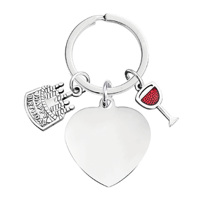 Ywyougang Porte-clés vierge double face en acier inoxydable, imprimé au laser 3D, avec logo personnalisé, thème dessin animé vintage et <span class=keywords><strong>anniversaire</strong></span>, couleur rouge <span class=keywords><strong>gâteau</strong></span> - Product Image 3