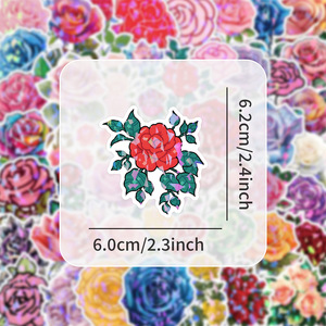50 autocollants en PVC à motifs de fleurs fraîches de dessins animés, roses, décoration laser pour enfants, adolescents et adultes - Product Image 2