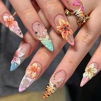 Ongles à presser en acrylique haut de gamme, design 3D français, qualité salon, couvrance totale, avec colle premium pour application sur les doigts, 10 pièces