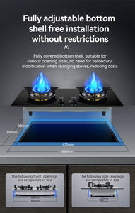 Estufa de <span class=keywords><strong>Gas</strong></span> de Doble Quemador para Uso Doméstico, Nuevo Modelo, Electrodoméstico de Cocina Integrado, Superficie de Vidrio Templado, Perilla de Metal Esmaltada - Product Image 6