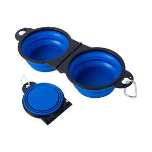 Cuenco plegable de silicona ecológico para mascotas con mosquetón, plato de comida y agua portátil para perros, camping y viajes en coche - Product Image 1