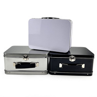 Boîte à lunch de rangement portable avec poignée, couvercle à verrouillage rabattable, capacité 0-1L, forme carrée, style moderne, facile à nettoyer, en fer blanc, multifonctionnelle