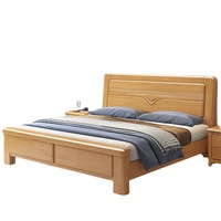 Lit de rangement double queen size en bois massif, design classique moderne, mobilier de chambre à coucher de style traditionnel avec tiroirs en bois - JY-B001