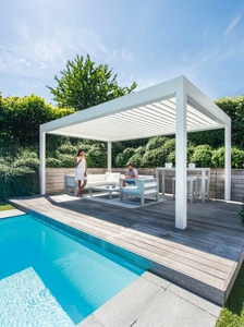 Gazebo de Aluminio de Doble Techo Resistente con Cortina de Privacidad y Malla Protectora, Pabellón para Patio Exterior LC07, Resistente a Tifones - Product Image 2