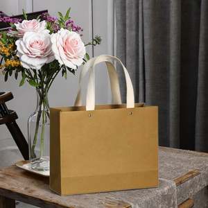 Sacs de courses en papier kraft brun recyclé personnalisés en gros avec poignées, sacs cadeaux en papier kraft durables avec impression offset et traitement de surface - Product Image 2