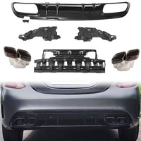 Diffuseur de pare-chocs arrière noir/argent avec embouts d'échappement pour Mercedes Benz Classe C W205 AMG Line Saloon 2015-2021, mise à niveau C63S