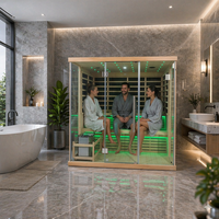 Ruang Sauna Dalam Ruangan Modern untuk 2-4 Orang, Spektrum Penuh, Inframerah Dekat dan Jauh, Terapi Cahaya Merah Low EMF, Sauna Kering dan Basah untuk Vila