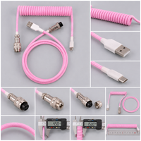 Câble de clavier enroulé coloré USB-A vers USB-C mâle avec connecteur détachable de style aviateur pour claviers mécaniques de bureau à domicile