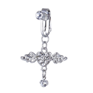 YICAI Chaud Non-Piercing Crâne Coeur Couronne CZ Clip <span class=keywords><strong>sur</strong></span> Nombril Anneaux Pour Femmes Zircon Dangle Faux Faux Ventre Anneau - Product Image 4