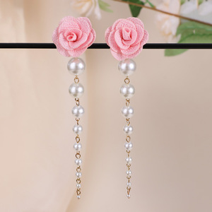 Pendientes Largos con Perlas y Flores Coloridas para Joyería Africana, Venta al por Mayor NX204213 - Product Image 3