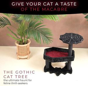 Halloween Style Tree Tower Black Bat Design With <b>Scratching</b> <b>Post</b> Sisal Pet Climbing Furniture OEM/ODM - Product Image 2