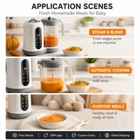 Babyvoedselmaker 4-in-1 stoom, blend, warmte, shake, LED display, baby puree blender, aanvullende voedselmachine, groothandel OEM