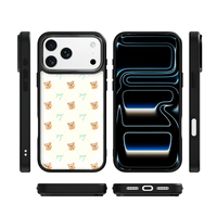 Coque de téléphone AG Feeling Black Edge avec motif Grille Dorée Ours pour iPhone 17, 17 Pro Max, 16 Pro, 15, 15 Pro Max, 15 Pro, 14 Pro Max – Coque Magnétique