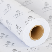 Rouleau de papier de soie imprimé sur mesure avec logo botanique, papier d'emballage à faible MOQ pour fleurs, vêtements et emballages cadeaux