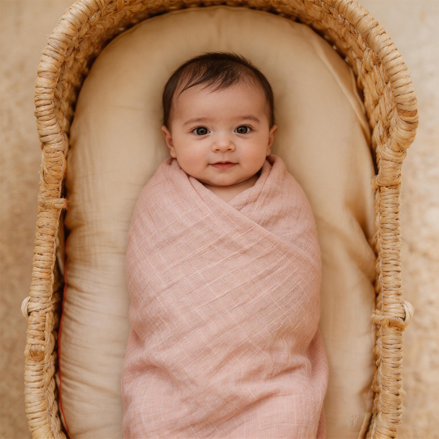 Large Bamboo Muslin Swaddle Blanket 120*120cm Double Layer Thin Solid Color Plaid Texture Soft Infant Wrap For Sleeping
