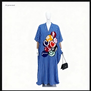 26 Large Polyester Loose Fit Jacket Mothers Plus Size Wholesale Export Women's <strong>Clothing</strong> Striped Casual Balloon Embroidery - Product Image 3