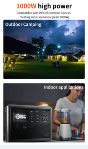Station d'alimentation solaire portable extérieure haute capacité 300W 500W 1000W avec cellules au lithium LiFePO4 pour camping, compresseur d'air à onde sinusoïdale pure - Product Image 6