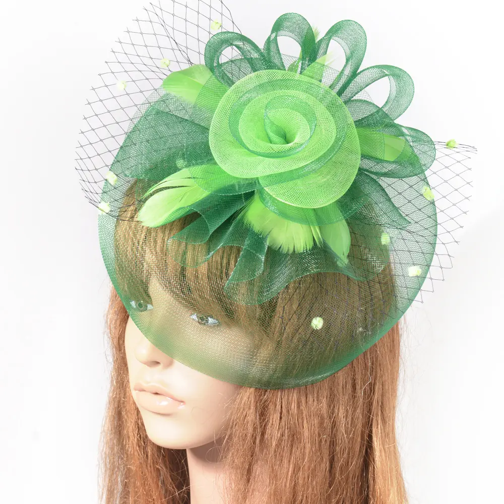 Gattara New Fashion Color Matching Bridal Mesh Feather Head Flower Hair Accessories Headdress