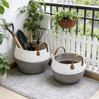 Panier de rangement en papier YC, tressé à la main, décoration moderne pour la maison, grand format, écologique, avec poignée, multifonction, XXL, ovale, haut