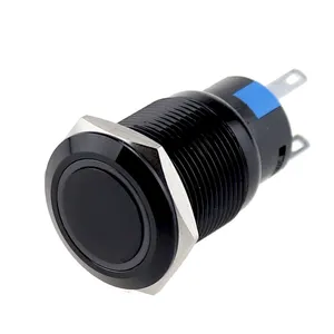 Водонепроницаемый IP67 черный алюминий 19 мм синий светодиод 12 В мгновенная фиксация металлический кнопочный переключатель