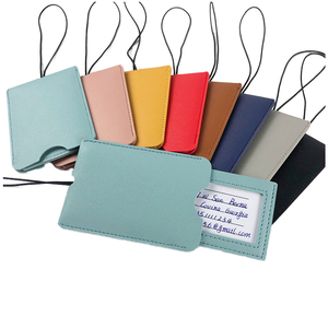 PU Leather Luggage <b>Tag</b> with Elastic Strap, Thickened <b>Suitcase</b> ID <b>Tag</b>, OEM/ODM Custom Factory, Privacy Cover Included - Product Image 1