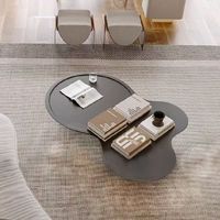Moderne Italien Simple Salon Hôtel Villa Appartement Table Basse Nuage Forme Creative Cadre En Métal En Bois Panneau Central En Bois