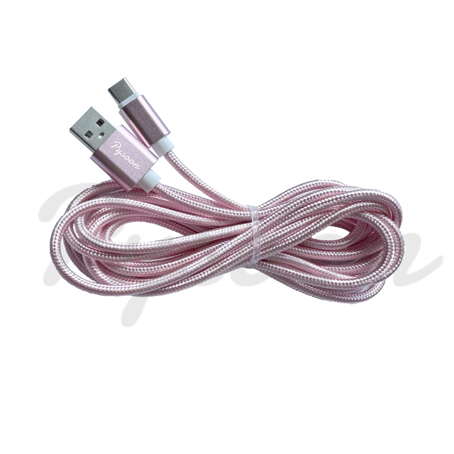 10ft Braided Nylon USB Type-C 2A Fast Charging Cable for Mobile Phone & Printer with Data Transfer