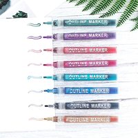 8 pièces/ensemble Stylo marqueur double ligne pour dessin, surligneur, 8 couleurs pour l'école, stylos de couleur, papeterie, bureau, école