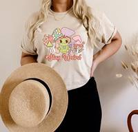 T-shirt décontracté OEM ODM 'Stay Weird' aux champignons, 300 grammes, style psychédélique hippie, motif champignon magique
