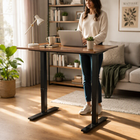 Table de bureau en bambou Ecomax, couleur naturelle, réglable en hauteur électriquement, fabrication d'usine