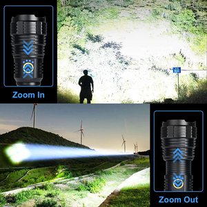 Waterproof IP54 3000 High Lumens 15W USB <b>Rechargeable</b> Tactical <b>Flashlight</b> Most Powerful Portable LED Zoomable Outdoor - Product Image 3